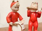 Vintage Napco Boy Halloween Red Devil Pixie Musician Figurine  Flute Japan