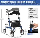 2 In 1 Rollator Walker   Transport Chair Foldable Walker Wheelchair Combo 330lbs