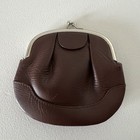 Ll Bean Leather Coin Purse Twist Snap Clasp Closure Silver Metal Trim