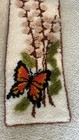 Vintage 70s Latch Hook Rug Mcm Flowers Butterfly 16    X 24   mid Century Modern