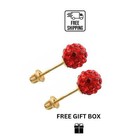 14k Yellow Gold Round Crystal Ball Screw Back Stud Earrings 8mm