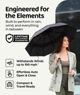 Windproof Travel Umbrella - Compact   Withstands Winds Up To Standard  Black