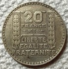 1933 France - 20 Francs - Turin - Laureate Head -  437 Oz Silver - Beauty 
