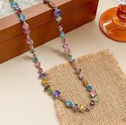 Rainbow Crystal Necklace Bracelet Earrings Set Multicolor Rhinestone Gift Women