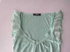 Vintage Morgan De Toi Silk Knit Cami  Beaded Ruffle Sleeve  2000s France
