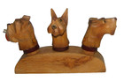 3  Vtg German Carved Wood Dog Terrier Bottle Stopper Pourer Barware Anri Style