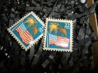 Nos New Vtg Two Women San Francisco Vintage Cufflinks American Flag Stamps