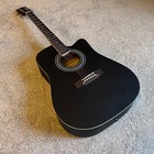 41  Dreadnought Black Acoustic Guitar Package With Cutaway  Spruce Top  Gig Bag