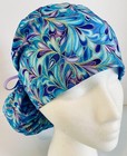 Purple Blue Turquoise Medical Ponytail Pouch Surgery  Scrub Cap Chef Hat