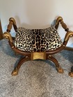 Maitland Smith Gilded Mahogany Neoclassical Empire Curule Bench Seat - Pair 