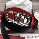 Authentic Salvatore Ferragamo Leather Belt Width 3 5cm 1 38in Reversible Gancini
