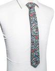  2 4  Cotton Floral Skinny Tie For Men Flower Print Baby Blue turquoise navy