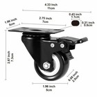 Set Of 4 Heavy Duty Swivel Casters With Lock Brakes 2 Inches Polyurethane Wheels