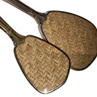 Vintage Vanity Mirror And Brush Set Celluloid Rare Weave Pattern