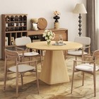    47 Inch Round Dining Table For 6 People W  Wooden Pedestal Base Kitchen Table