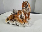 Two Ceramic Tigers Collectors Statue Table Item