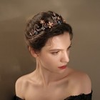 Copper Crystal Flower Pearl Wedding Queen Princess Prom Tiara Crown For Women