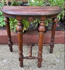Antique Vintage Solid Wood Demilune Hall Table Foyer Entryway Half Round