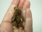 Dollhouse Miniature Teddy Bear  hand Stitched Brown Felted Jointed Ooak Artisan