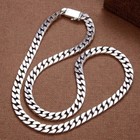 Real S925 Sterling Silver Necklace Women Men Solid Curb Link Cuban Chain 8mm 7mm