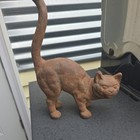 Vintage Cast Iron Cat Hubley Style 11 Inch With Arched Back Doorstop Antique