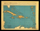 Vintage Caribbean Map Of The West Indies Cuba Puerto Rico Jamaica Original Atlas