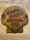 Shell Plaque Motor Oil Metal Cast Iron Patina Sign Car Truck Auto 1 lb Collector