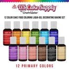 12 Color Cake Food Coloring Liqua-gel Primary Set  75 Fl  Oz   20ml  Bottles