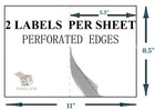 1000 Shipping Labels Perforated 8 5x5 5 Self Adhesive 2 Per Sheet 500 Sheets
