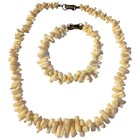 1950s Rare Natural White Angel Skin Coral Sterling Silver Necklace Bracelet Set
