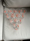 Vintage Libbey Glass Dancing Pink Elephant Atlas Like Juice Shot Glass- 10 Total
