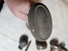 Unrestored Antique Round Metal Doorknobs  Lot Of 12 Knobs  5 Spindles 