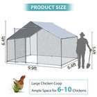 10x6ft Metal Chicken Coop Walk-in Poultry Cage Chicken Runs With Roof Cover Yard