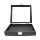 Novel Box Glass Top Black Leatherette Jewelry Display Case W 25ct Jar Insert