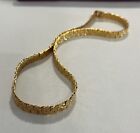 Vintage Gold Tone Flat Nugget Link Jewelry Set Necklace Bracelet Earrings Estate