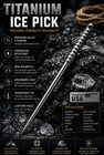 Solid Titanium Ice Pick 9 25 Inches Long Sharp Tip Scalloped Handle Lanyard Hole