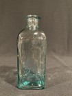 Vintage Spouted Aqua Green Tinted Glass Square Bottle 5  Tall