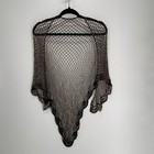 Vintage Beaded Mesh Shawl Black Gold Scarf Wrap Evening Glam Art Deco