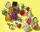Wholesale Lot Handmade Jewelry Assorted Crystal Vintage Silver Plated Rings Pack