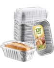 120 Pack Mini Aluminum Loaf Pans With Lids - 6x3 5x2 Disposable Baking Pans For