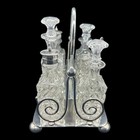  martin Hall   Co  Victorian Silver Plated Cruet Set 6 Cut Glass Bottles C1880s