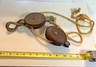 2 Wood And Brass Pulley Block Tackle  Maritime nautical-nice Patina 