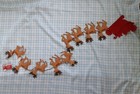 Nwt Xmas Sleigh   Reindeer Felt Garland   6 Feet Long