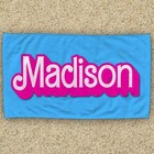 Personalized Barbie-inspired Beach Towel     Custom Name