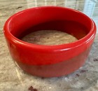 2 Tone Lg Vtg Bakelite Cherry Red Wide Bangle 1940   s