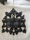 Antique Cast Iron Match Holder Pat 1868 Victorian Wall Safe Ivy Basket