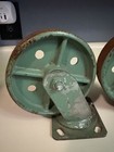  2  Vintage Hamilton Cast Iron Casters Industrial Iron Ore Cart Wheels 7 25   