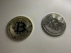 Bitcoin Collectors Coin Set  2  Plated 1 Oz - Gold And Silver