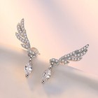 Gorgeous Elegant Women 925 Sterling Silver Earrings Crystal Cz Angel Wings 1508