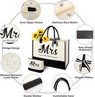Mrs 2025 Bride Canvas Tote Bag With Makeup Bag  Wedding Gifts For Bridal    